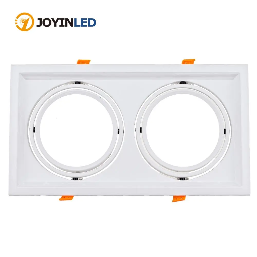 

Black White Square Double Heads Aluminum Rotatable Downlight AR111 Recessed Light Fitting Frame Holder Ceiling Downlight Fixture