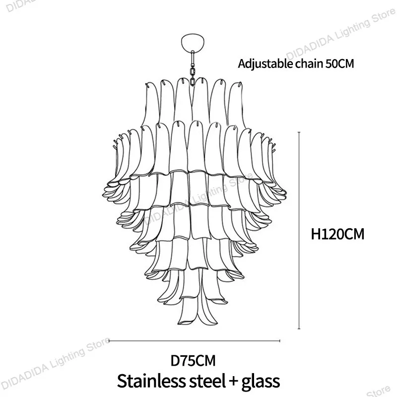 Op Scandinavisch geïnspireerde Murano hoefijzerglas glans hanglamp handgeglazuurd veelkleurig aanpasbaar voor plafonds messing
