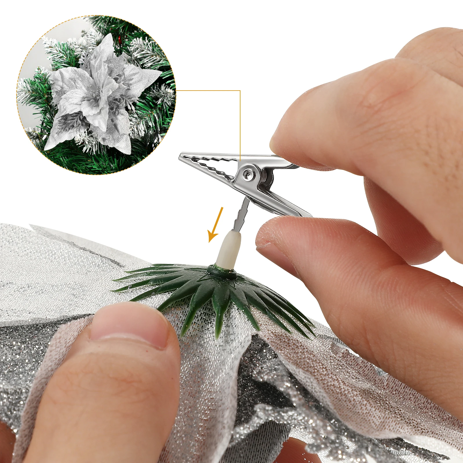 

50Pcs Christmas Ornament Clips Small Metal Alligator Clamps for Tree Garland DIY Crafts Photo Memo Holders Iron Clip