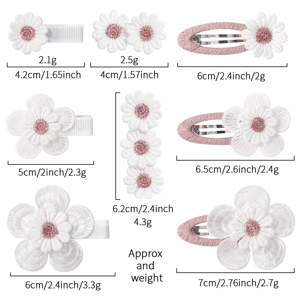 6PCS Cute Daisy Flower Hair Clips Bangs Hairpins for Kids Lace White Barette Princess Hairgripes Children Hair Accessories image 6