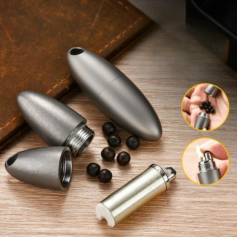 Neck Hanging Lighter Multifunctional Portable Tool EDC Waterproof and Moisture-proof Titanium Sealed Compartment