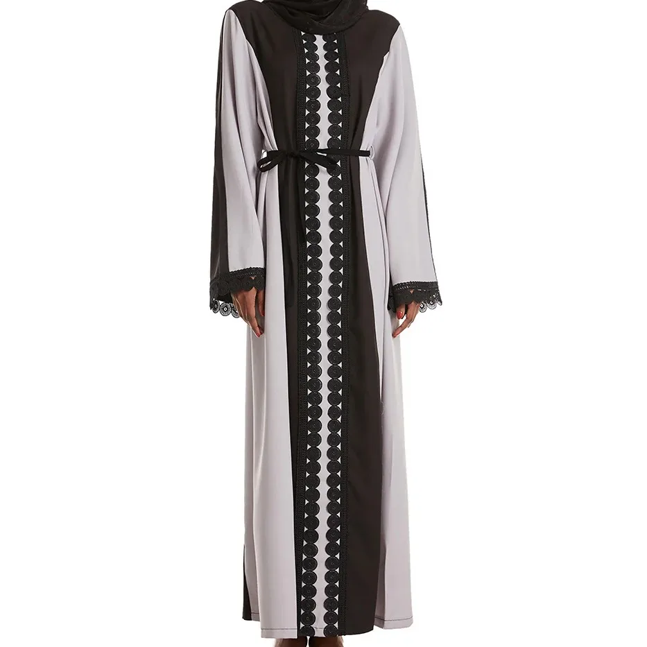 Robe Abayas en dentelle à manches longues et col rond pour femme – Robe longue islamique modeste et élégante pour la prière, l'usure quotidienne et les occasions spéciales