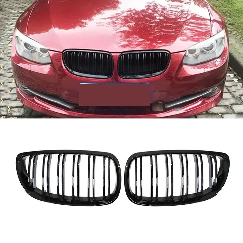 

Double Line Slat Grille Car Front Bumper Grilles Kidney For BMW 3 Series E92 E93 M3 2006-2009 Racing Grill Gloss Black 2 Door