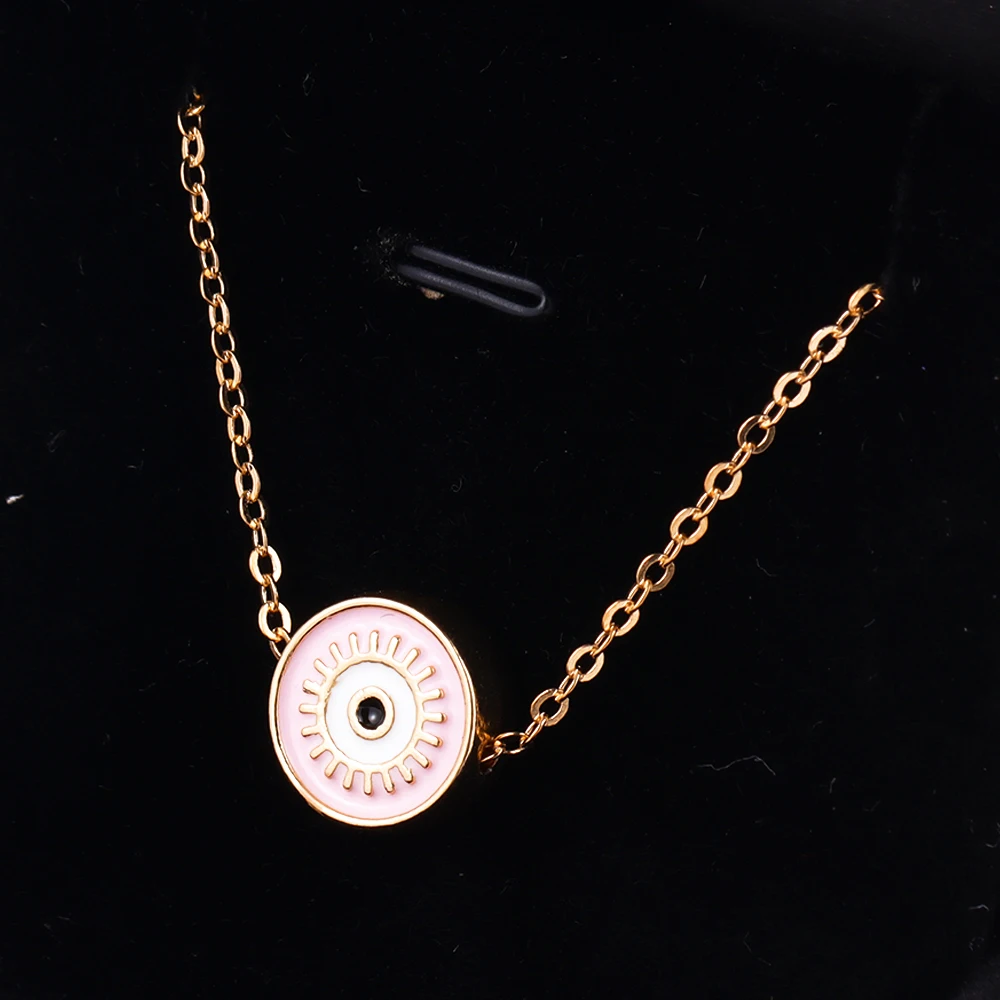 Collar con colgante de Hamsa para hombre y mujer, gargantilla de moda, colorido, redondo, turco, mal de ojo, regalos de joyería a amigos, 2023