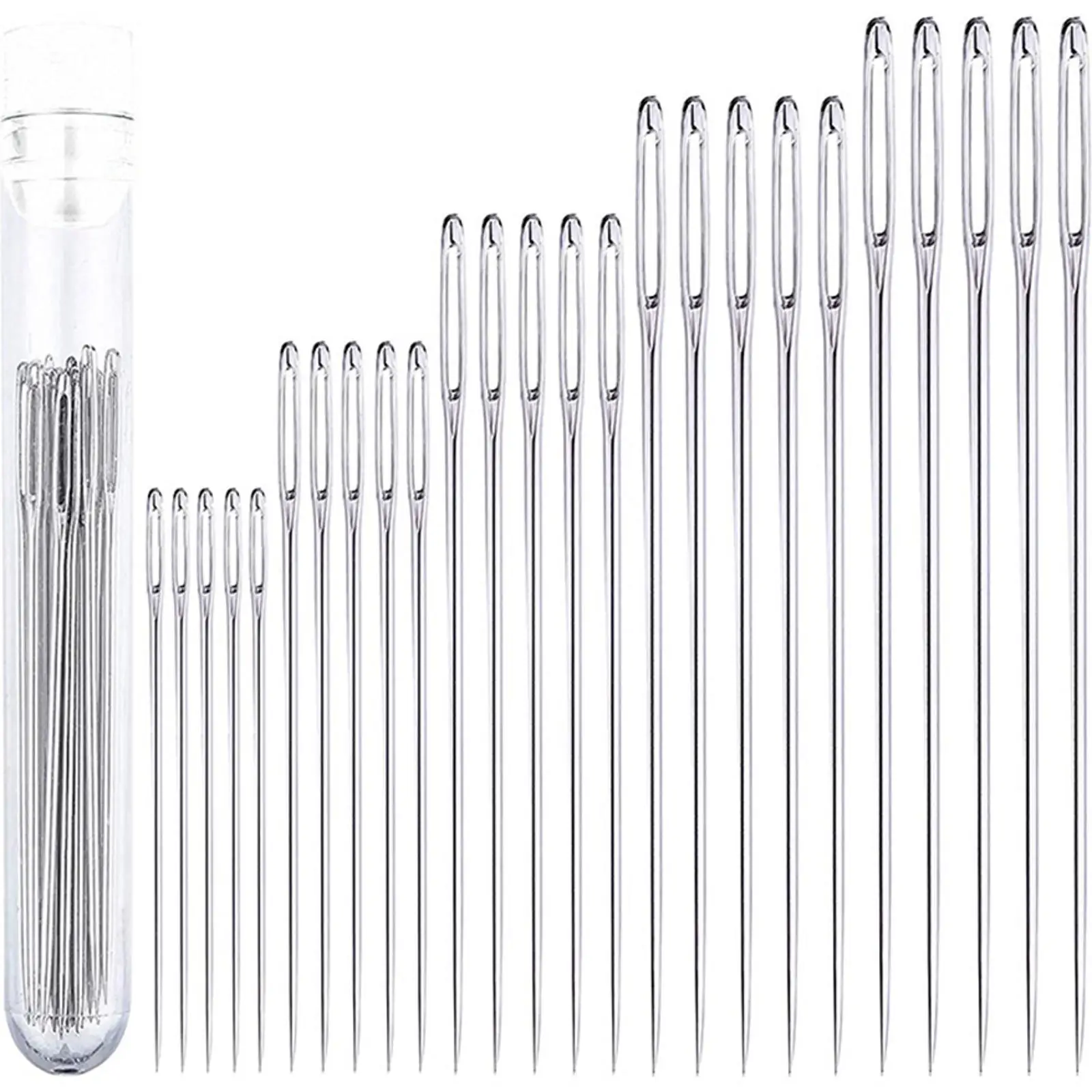 

25x Stainless Steel Sewing Needles Threading Embroidery Stitching Big Eye Needle