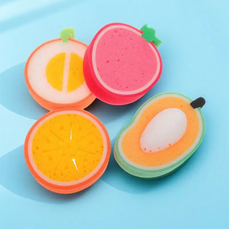 4 قطعة إسفنجة حمام على شكل فاكهة للأطفال جودة عالية تنظيف الجسم الغسيل التقشير دش الإسفنج للبشرة الحساسة #6