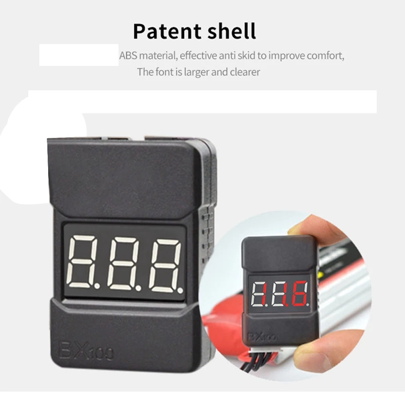 1Set Bx100 1-8S Lithium Batterij Spanningstester Lage Druk Alarm Batterij Spanning Checker Zwart Voor Rc Auto
