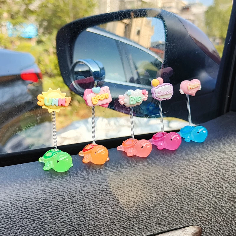 Creative Car Ornaments Shaking Head Little Turtle Cute Center Console Rearview Mirror Ornaments Car Accessories Gifts