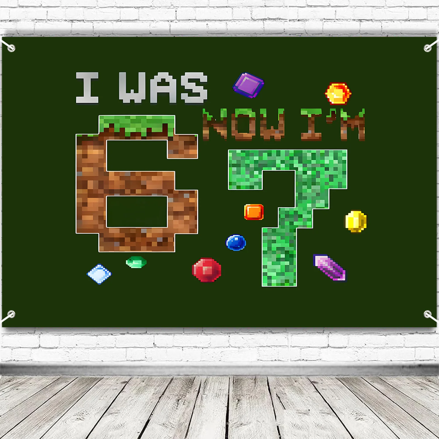 67 Pixel Themen-Geburtstagsparty Fotohintergrund-Dekoration 'Ich bin jetzt 7' Kinder-Spielthema Feier-Dekoration – Detail 5