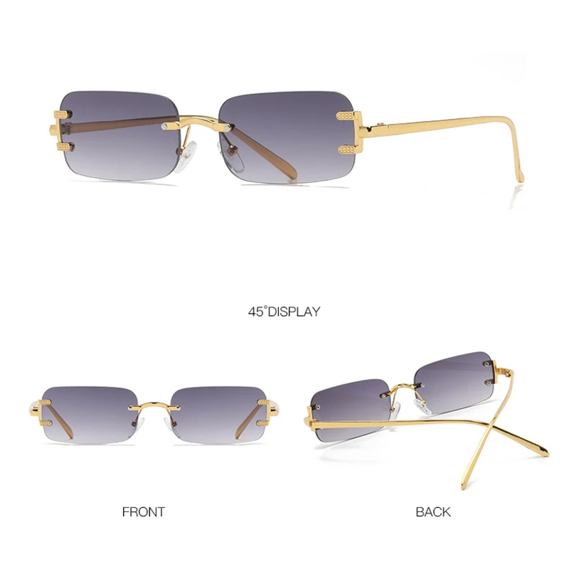 Rimless Cutting Square Sunglasses Women Men Luxury Brand Design Sun Glasses For Female Trend Fashion Vintage Metal Shades UV400 image 2
