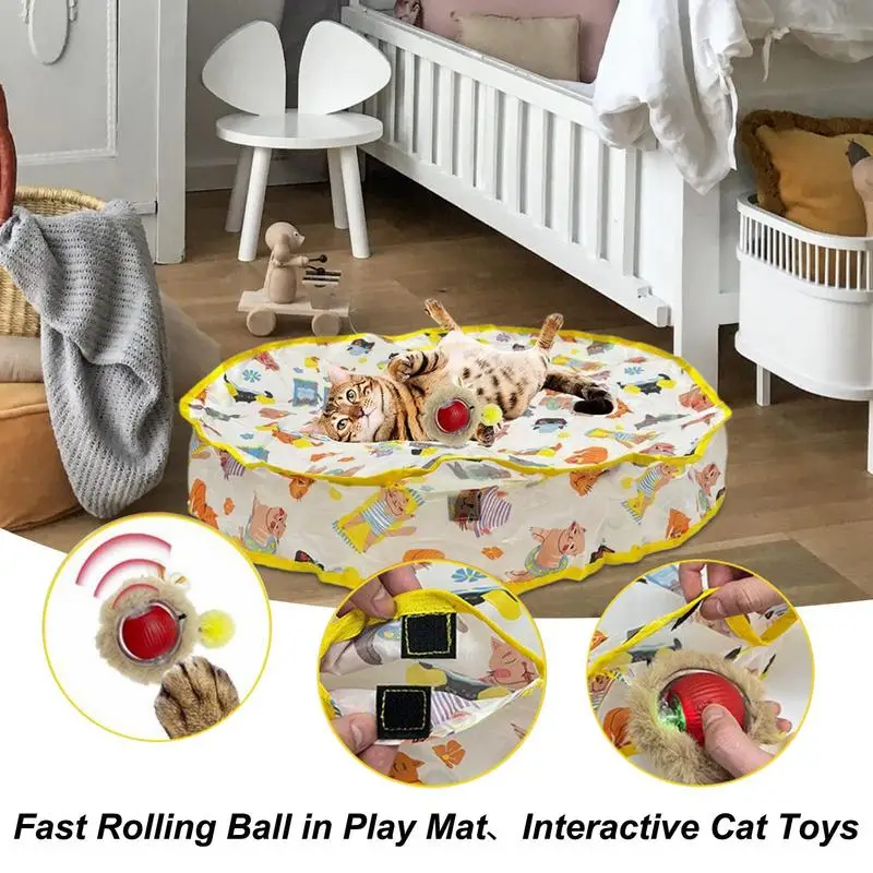 Electric Cat Toy Motion Activated Fast Rolling Ball Smart Electric Kitten Toy Rechargeable Indoor Cats Active Toy Hide And Seek