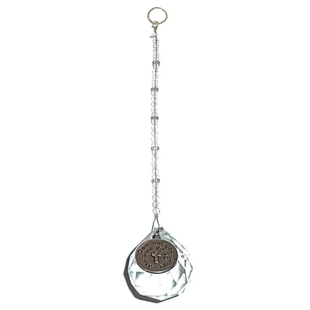 

Sun Catcher Crystal with Charm, Rear View Mirror Car Charm Ornament, Hanging Pendent 30mm, Comes in a Gift Bag (Religious)