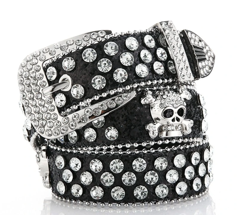 

Fashion Punk Hip Hop Style Ladies' Skull Water Diamond Belt European American Womens Extended Belt Denim Style Outdoor Belt
