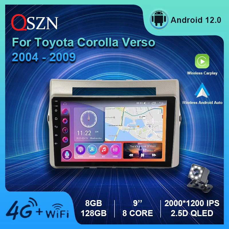 

QSZN Android 12 автомобильный радиоприемник для Toyota Corolla Verso AR10 2004 - 2009 мультимедийный видеоплеер GPS Carplay автонавигация стерео