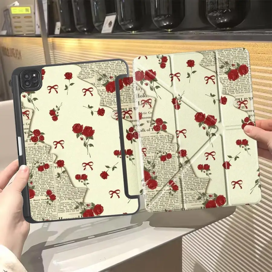 

Rose Bow Tablet Case For iPad Air 4 5 M3 M2 1 2 M4 11inch Pro 2025 Mini 6 7 Pro 11th 10th 9th 8th 7th 12.9inch Holder Cover