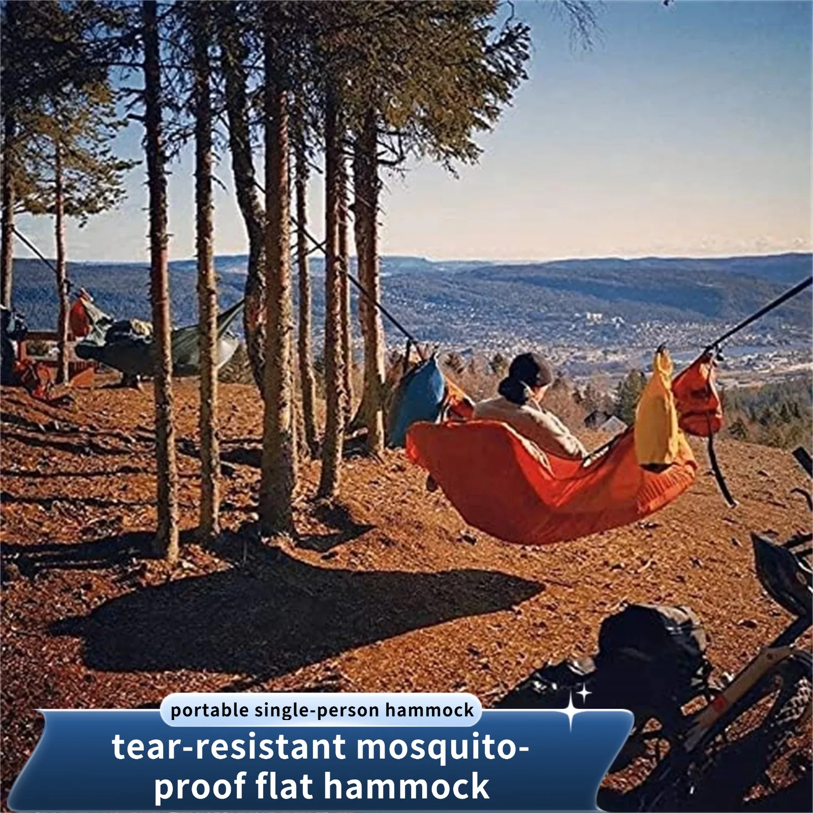 Portable Single Hammock Outdoor Survival Tear-Resistant Mosquito-Proof Lying Flat Hammock Available in Multiple Colors