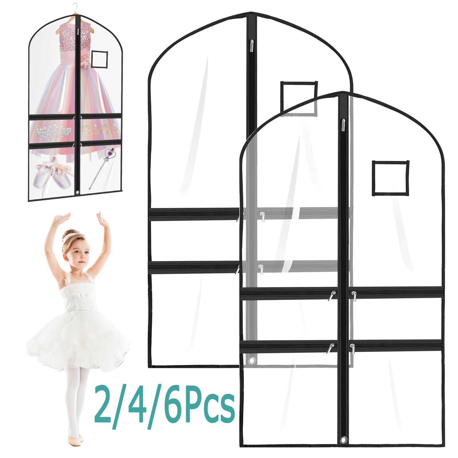 

2-6 шт., пылезащитные прозрачные мешки для одежды