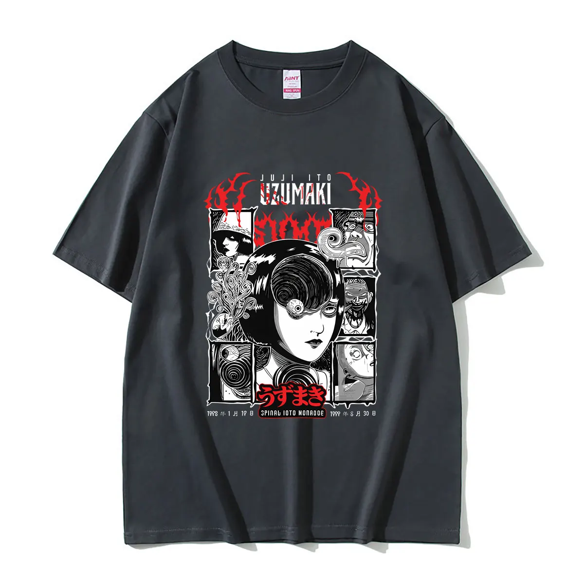 Anime Junji Ito Spirale Uzumaki Kirie Goshima T-shirt Male Fashion Vintage Oversized Tees Men Women Manga Gothic Horror Tshirt