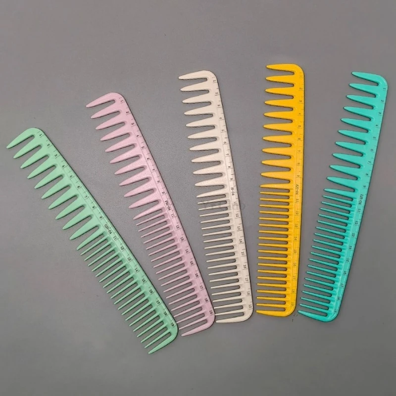 Breiter Zahnkamm mit Skala, Friseur-Haarschnittkämme, strukturierte Haarbürste für Herren, Friseursalon, grobe Zähne, Haarschneide-Styling-Bürste – Detail 3
