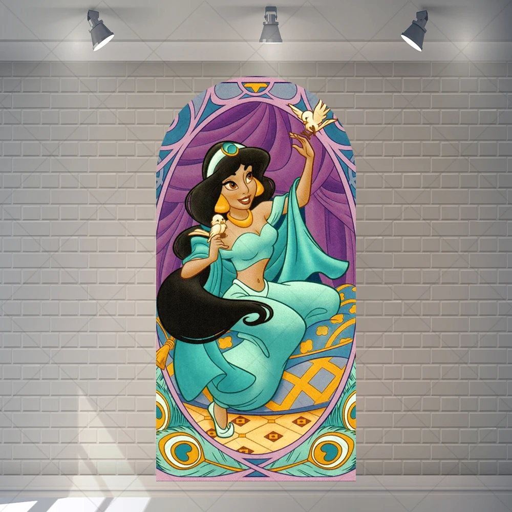 Disney Princess Jasmine Aladdin\'s lamp Cartoon Kid Birthday Party Arch Backdrop Custom Child Photography Poster Decor Background