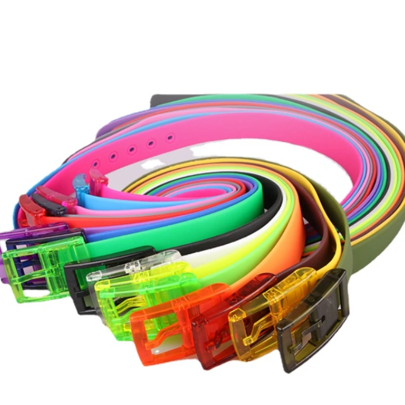 3.5x116cm No Metal Plastic Buckle Belt for Women Candy Color Unisex Silicone Belts Male/Female Jeans Leather Strap Accessories