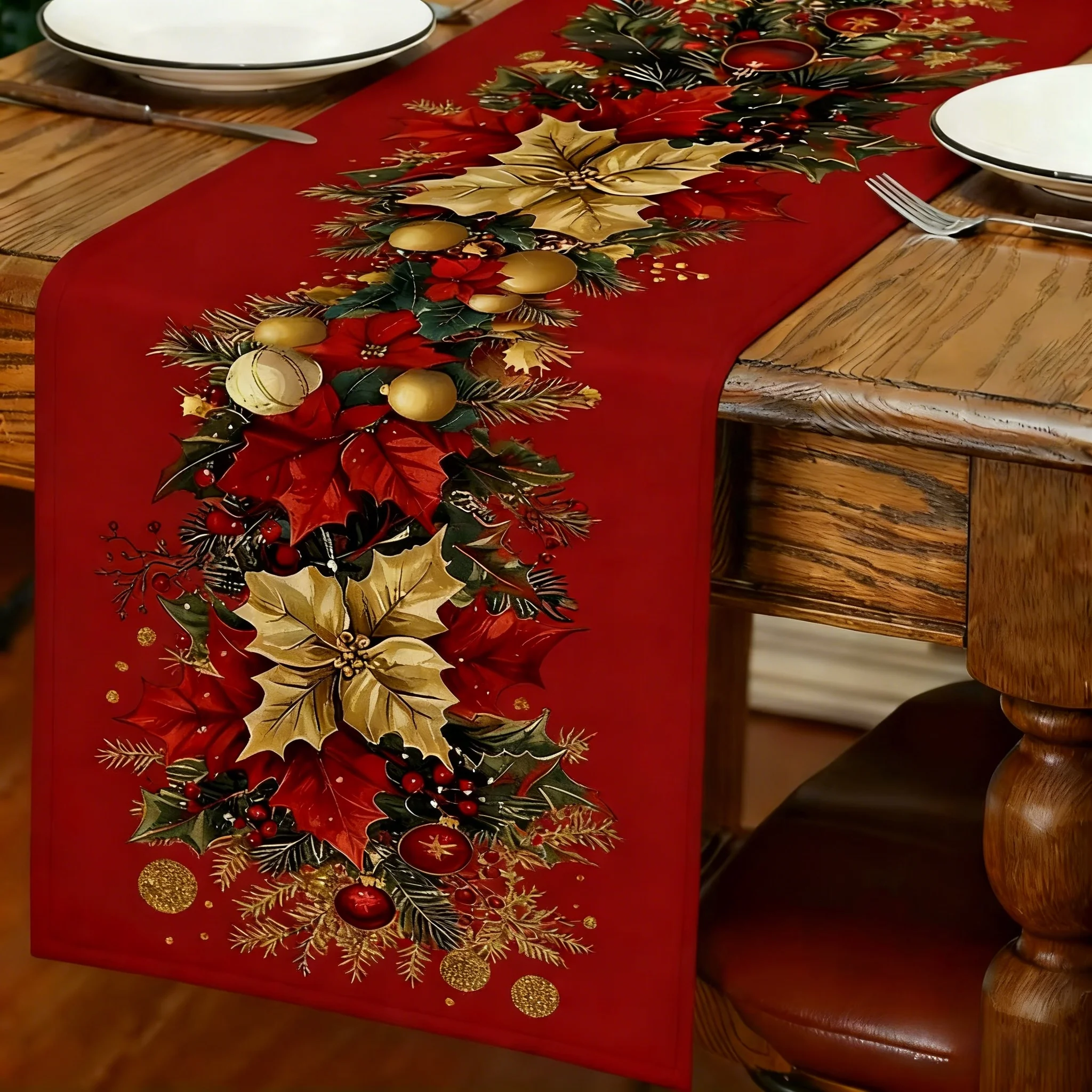 1 Stück Weihnachts-Tischläufer für festliche Familien, Party-Dekoration, Innenküche, Esstisch, Flur, Feiertagsfeier, Weihnachtsdekoration
