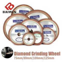 75/80/100/125mm Diamond Grinding Wheel Cutting Disc Resin Bond Grinder For Tungsten Steel Milling Tool 150/240/320 Accessories