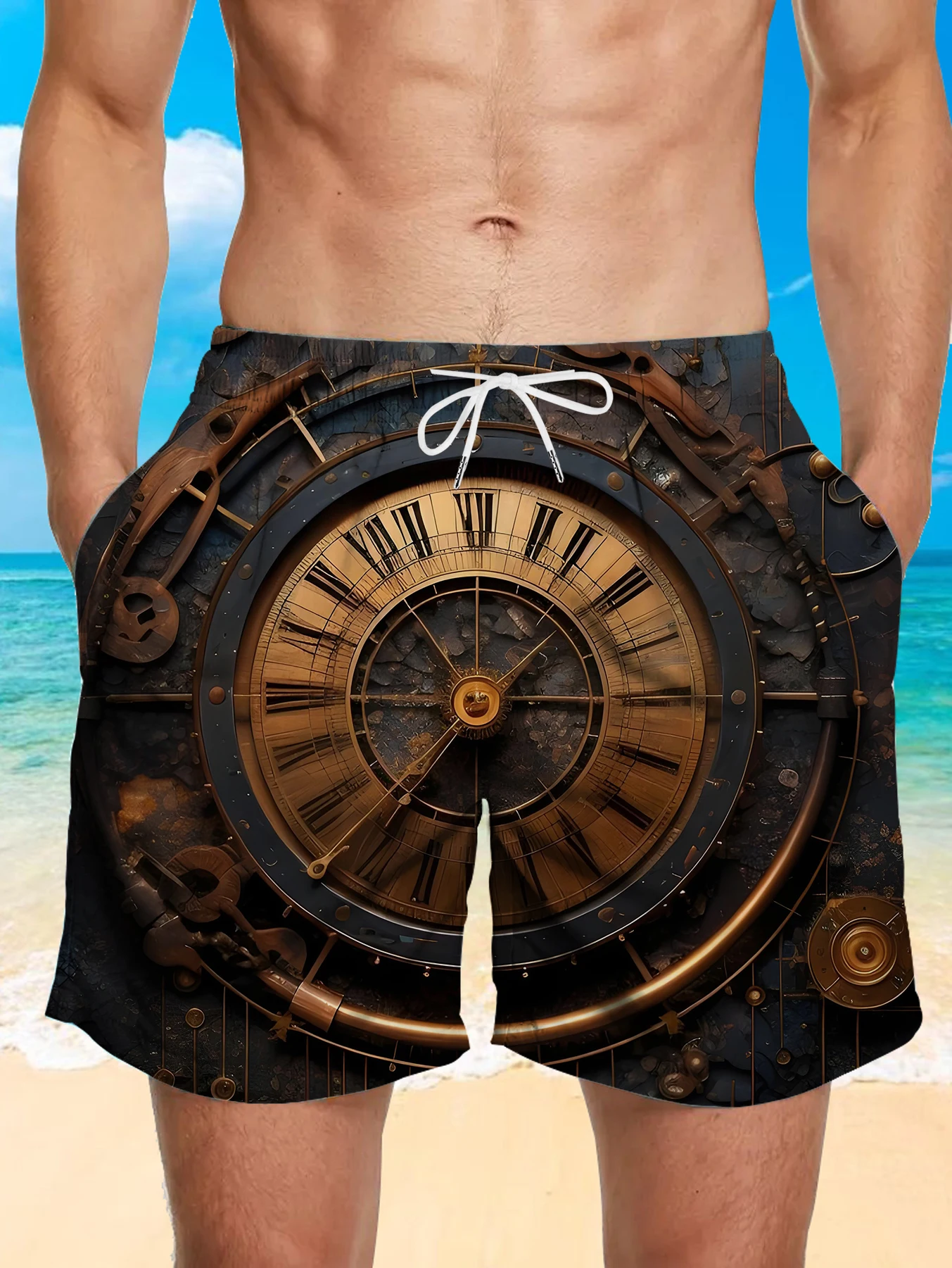 

Summer Full Print Beach Shorts Men Digital Printing Quick Dry Polyester Swim Trunks