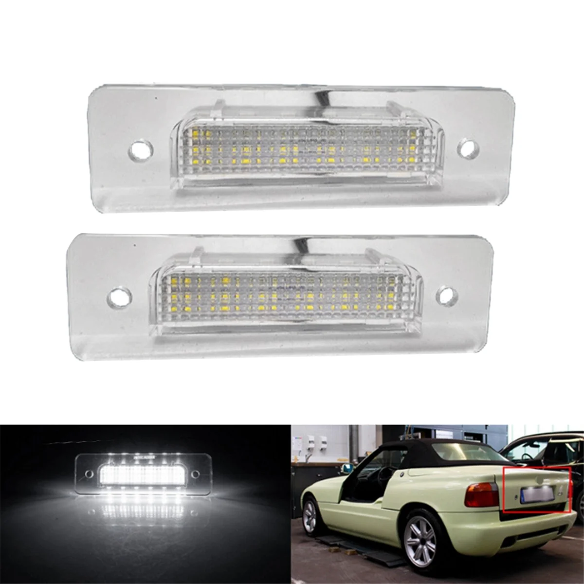 Car Rear LED License Plate Light for BMW E30 E12 E28 E24 E23 E26 Car Accessories 63261372766