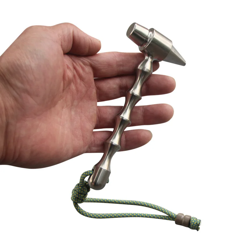 Solid Titanium Legering Hamer Draagbare Outdoor Edc Survival Tool Defensie Hand Tool