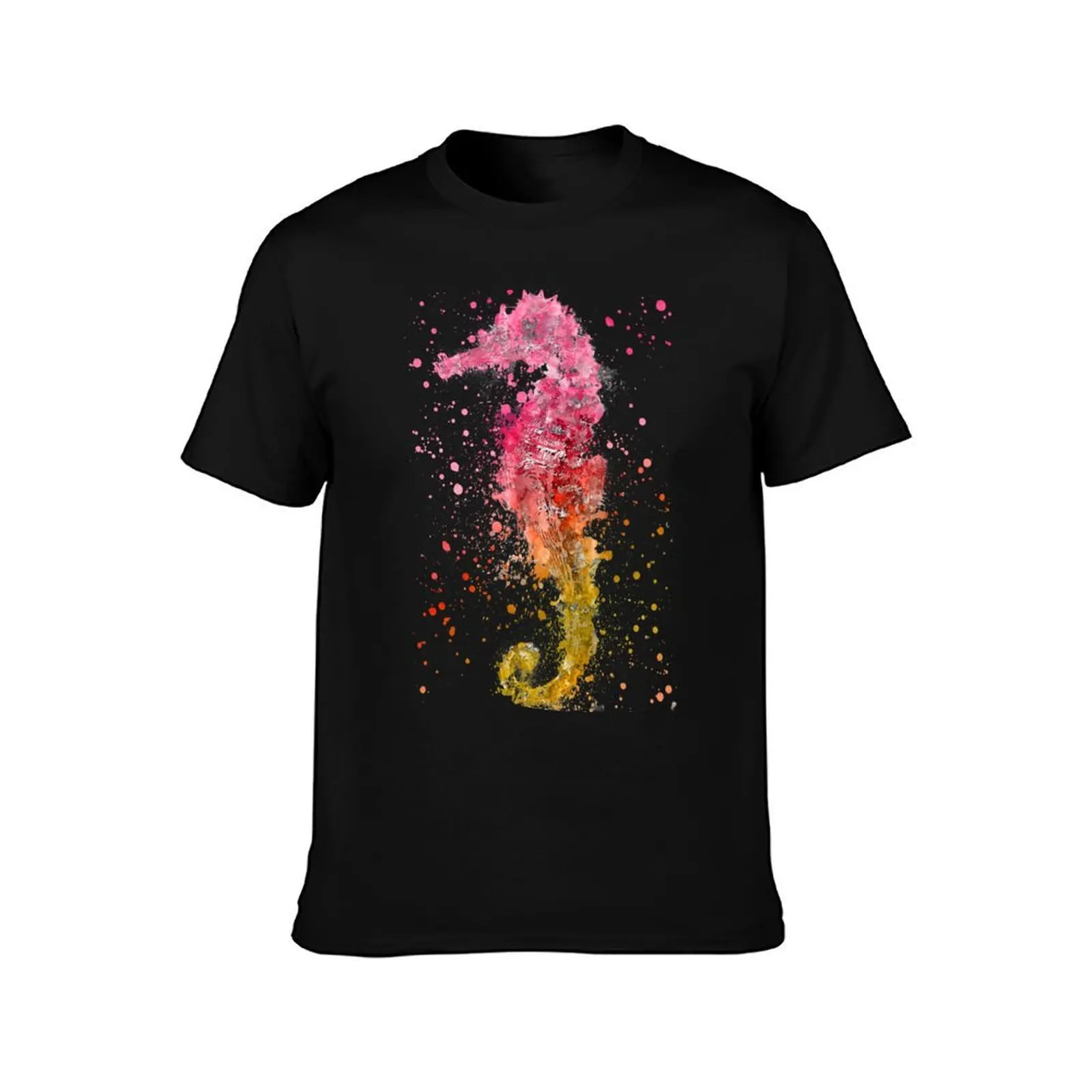Seahorse T-Shirt, Summer Casual Cotton Tee, Oversized Streetwear Tops, Vintage Graphic Print, Loose Fit Short Sleeve