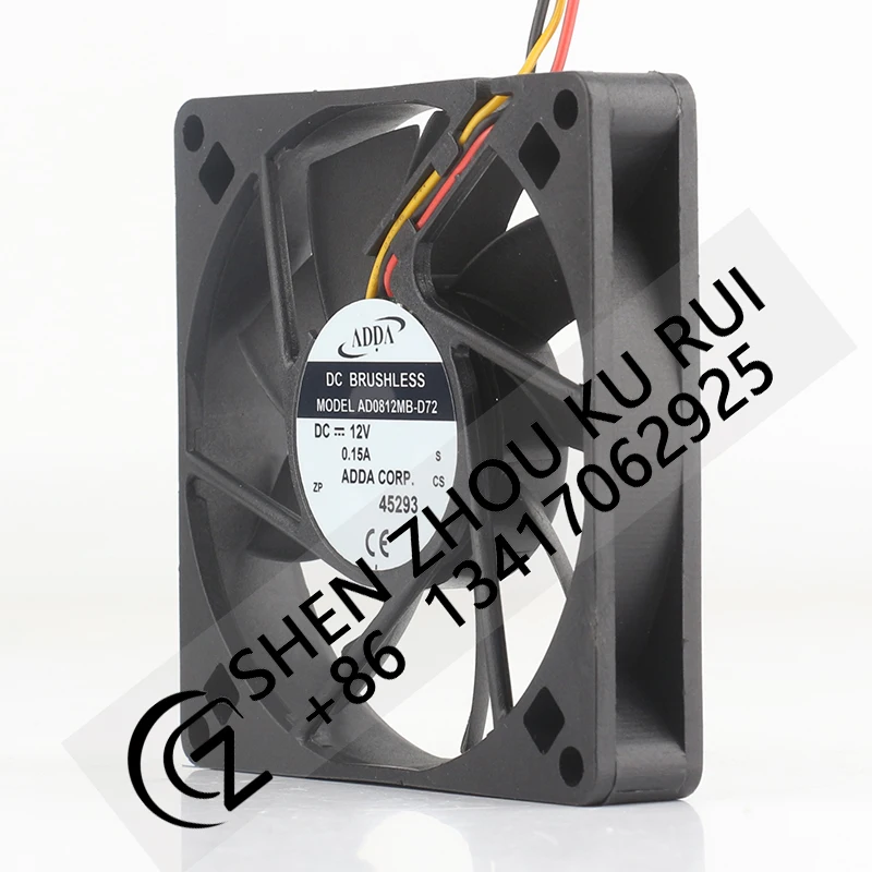 Original novo adda 5v 24v 48v dc 12v 0.13a ac ec 8015 80x80x15mm 8cm rolamento de esferas duplo inversor de 3 fios AD0812MB-D72 ventilador de refrigeração