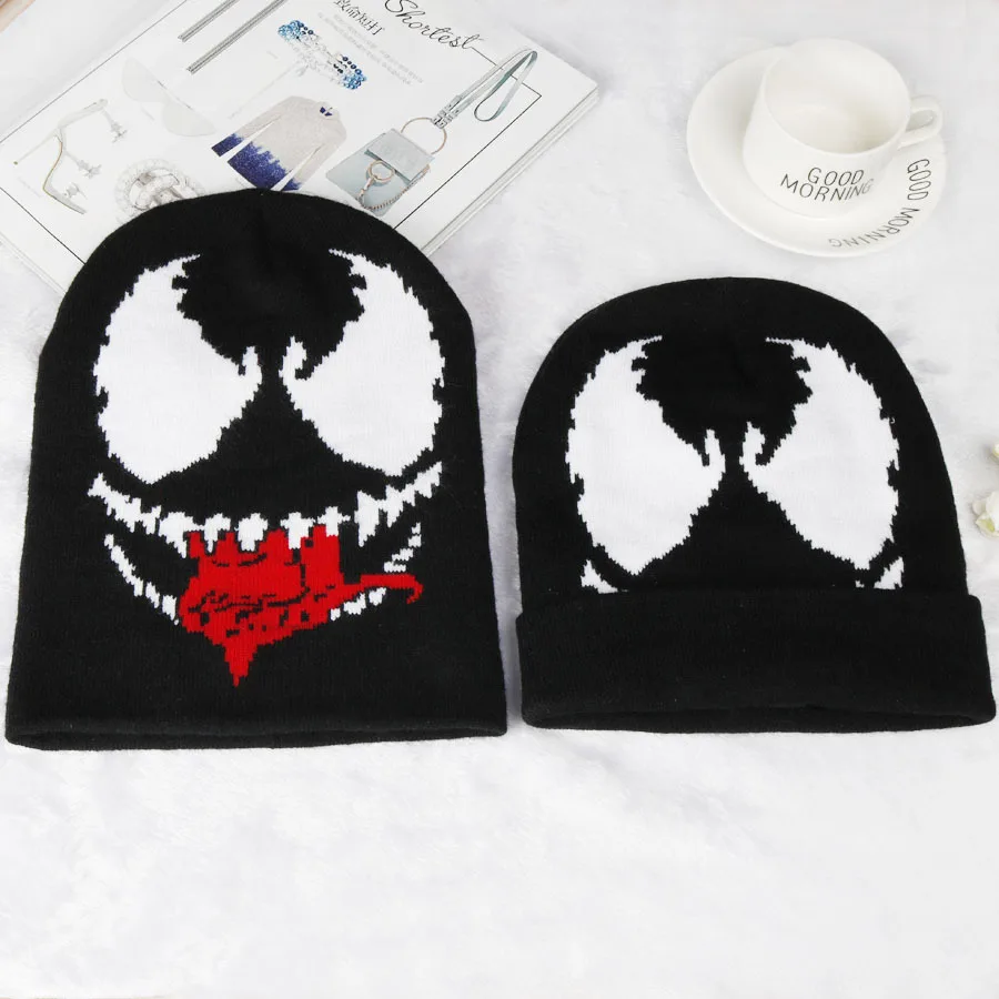 Fashion Movie Venoms Winter Warm Hat Elastic Cotton Beanie Black Mask Beanies Cosplay Costume