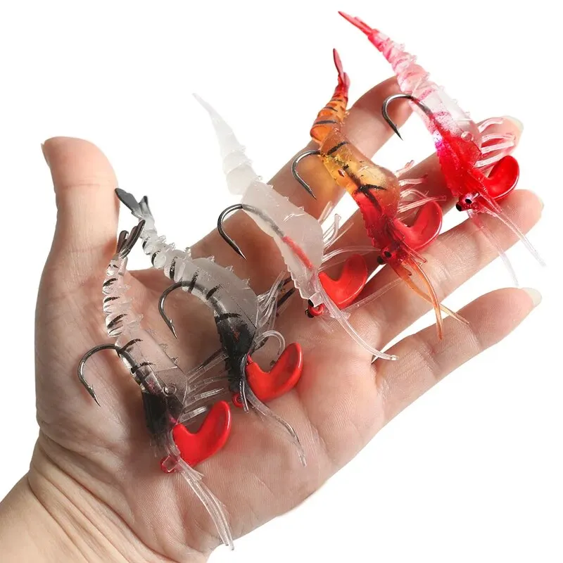 5pcs/box 7CM/12.6g Multinode Five Sections Fishing Shrimp Prawn Lures Bream Baits Craws Luminous Prawns River Lure