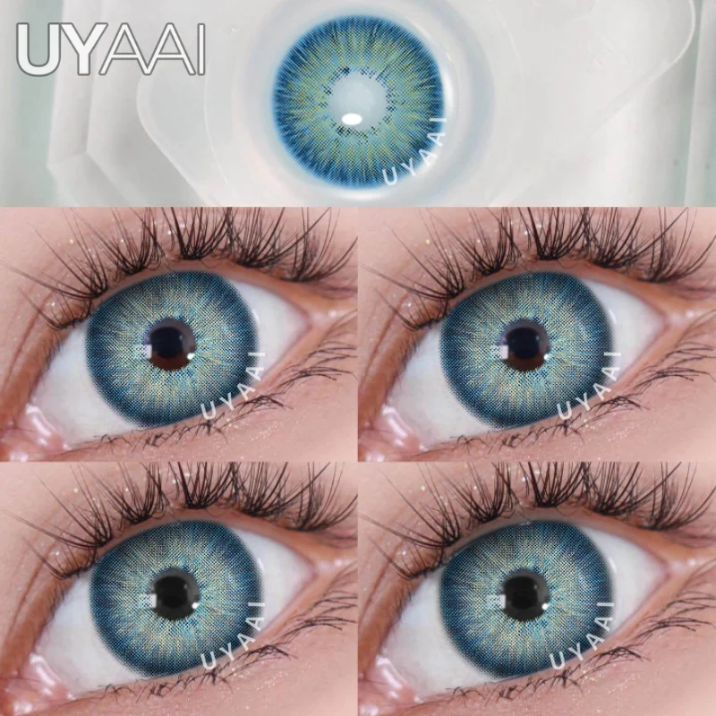 UYAAI-lentillas de colores para los ojos, lentillas de color marrón, Azul, Gris, moda coreana, 1 par, envío gratis