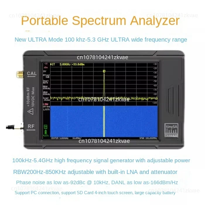 Original New tinySA ULTRA 100k-5.3GHz Hand held tiny Spectrum Analyzer with Battery + 4