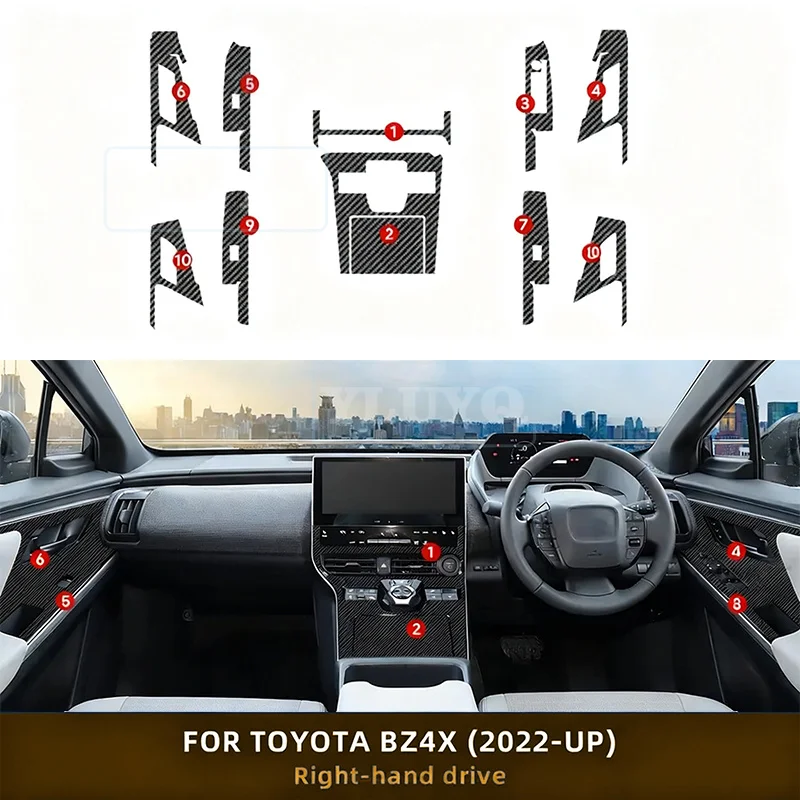 

PET Carbon Fibre Film for Toyota BZ4X 2022 2023 Car Interior Center Console Anti Scratch Resist Sticker Accessories Refit