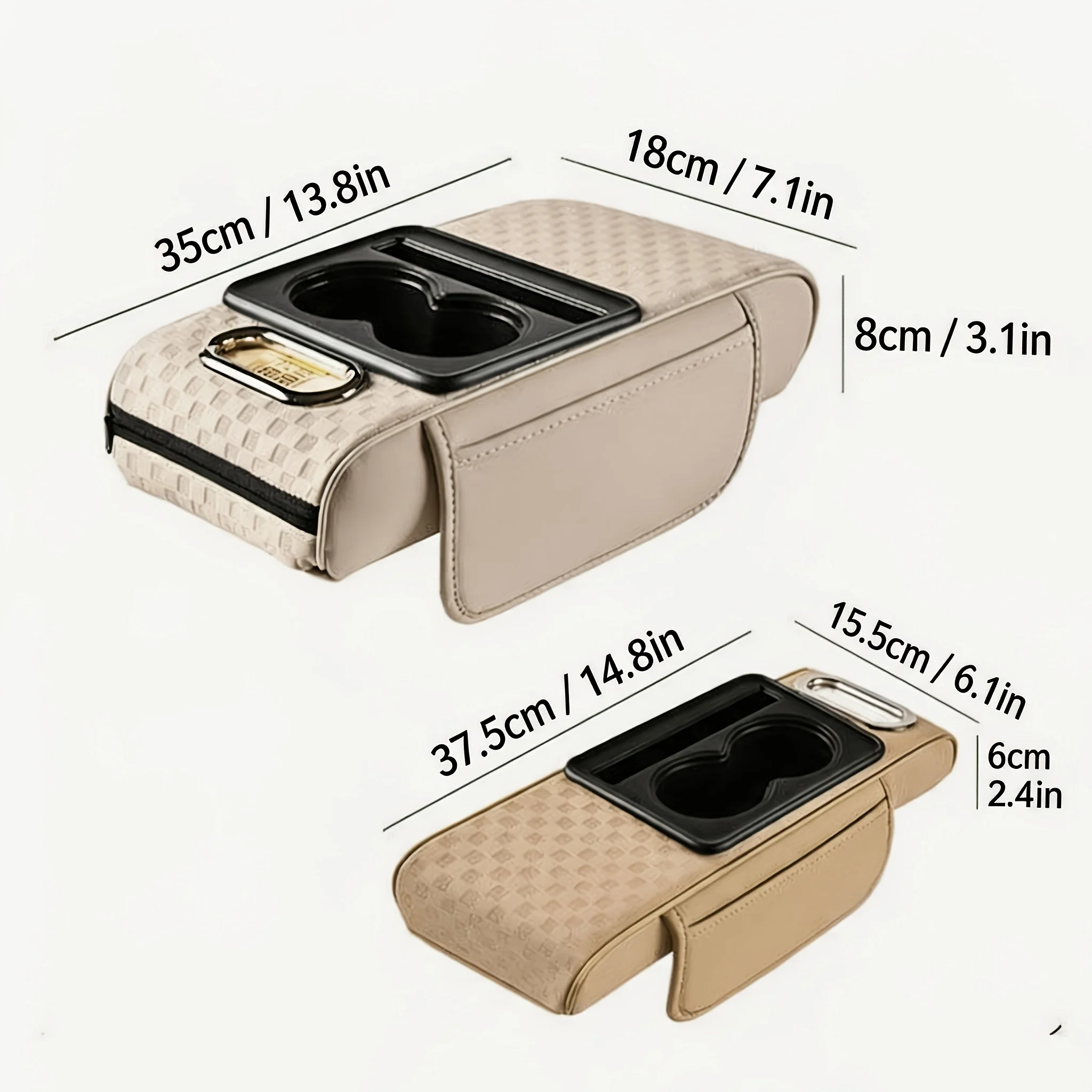 Thickened Center Console Armrest Heightening Pad, Car Armrest Box with Tissue Box, Cup Holder & Storage Organizer for Vehicles
