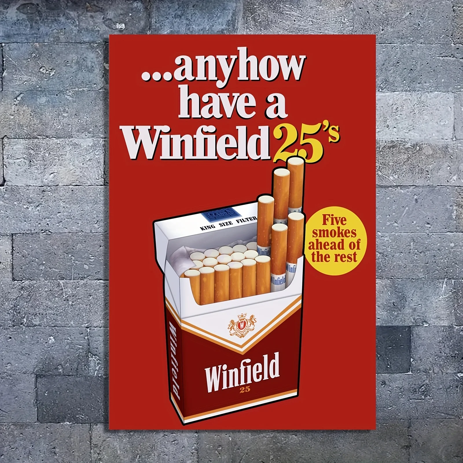 [Vintage Poster] Retro Red & Golden Winfield 25's Vintage Cigarette Advertisement Poster |  Frameless Mid-Century Modern Home De