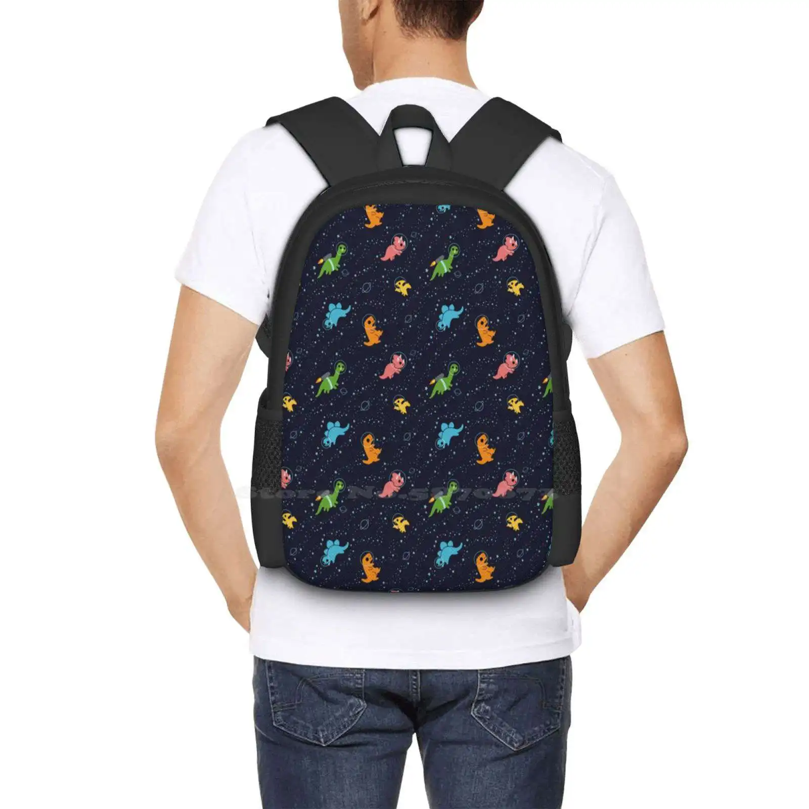 Mochila Unisex con Estampado de dinosaurios en el espacio, bolsa para estudiantes, Jetpack, Galaxia