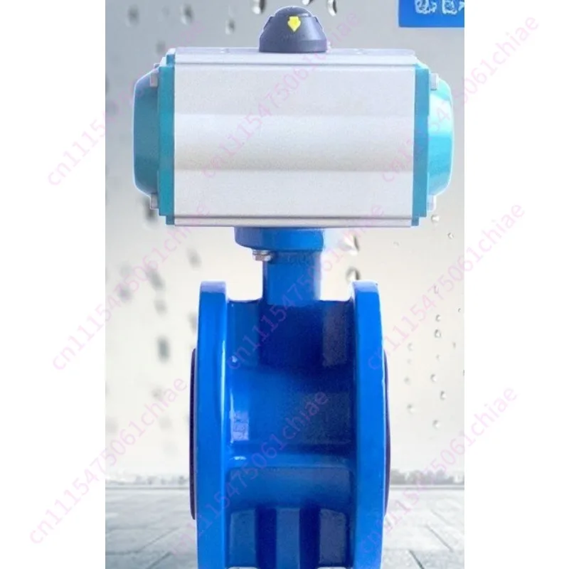 Pneumatic flanged butterfly valve, soft sealed ductile iron quick shut-off valve