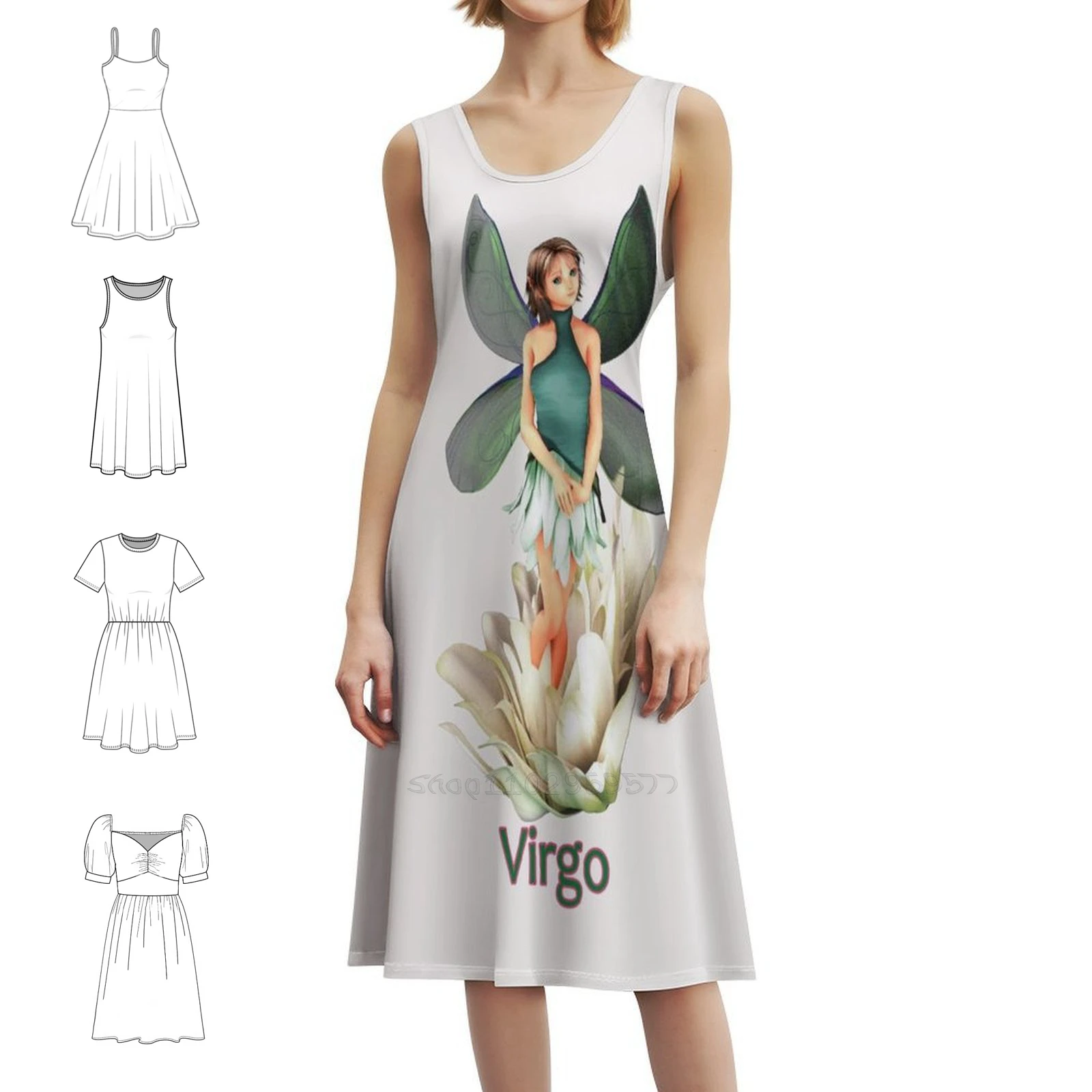 

Дева Женщина Девушка Фея Эльф стоящая в лилии Повседневное платье в корейском стиле для женщин Простые повседневные офисные женские платья Дева женщина