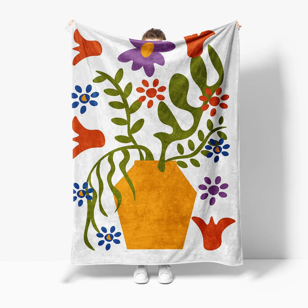 

Cute Floral Pattern Blanket Sofa Bed Throw for Kids Teens Girls Decorative Gift Soft Fleece Throw Blanket