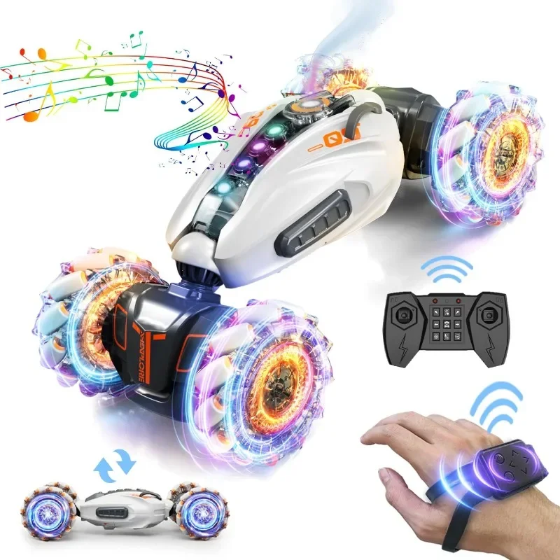 RC Stunt Car 2.4GHz 4WD Remote Control Gesture Sensor Toy Cars Double Sided Rotating Off Road Vehicle 360° Flips Cars for Boys