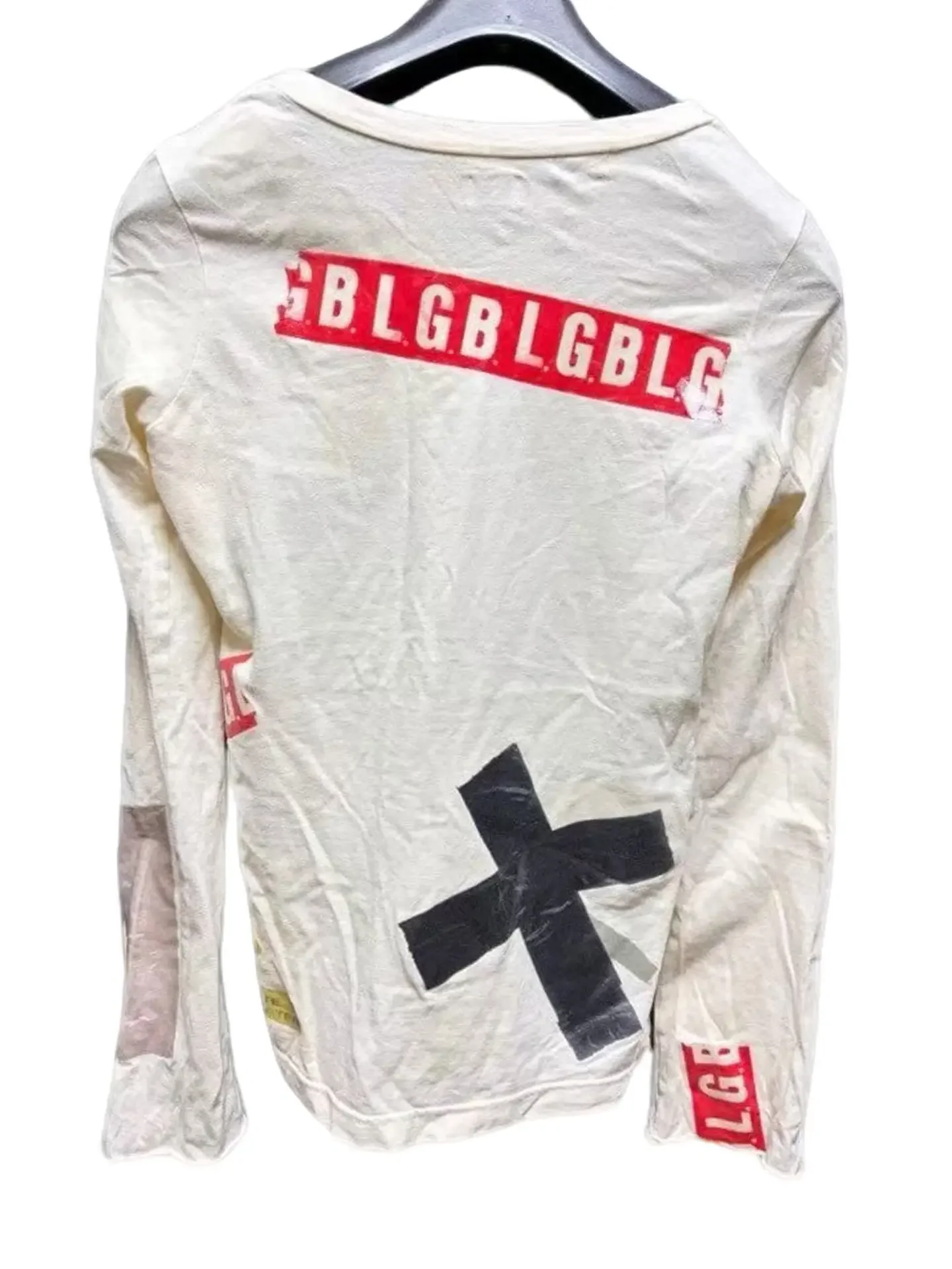 LGB Pioneer Visual Cross Slogan Long Sleeve Shirt Printed Pattern T-Shirt