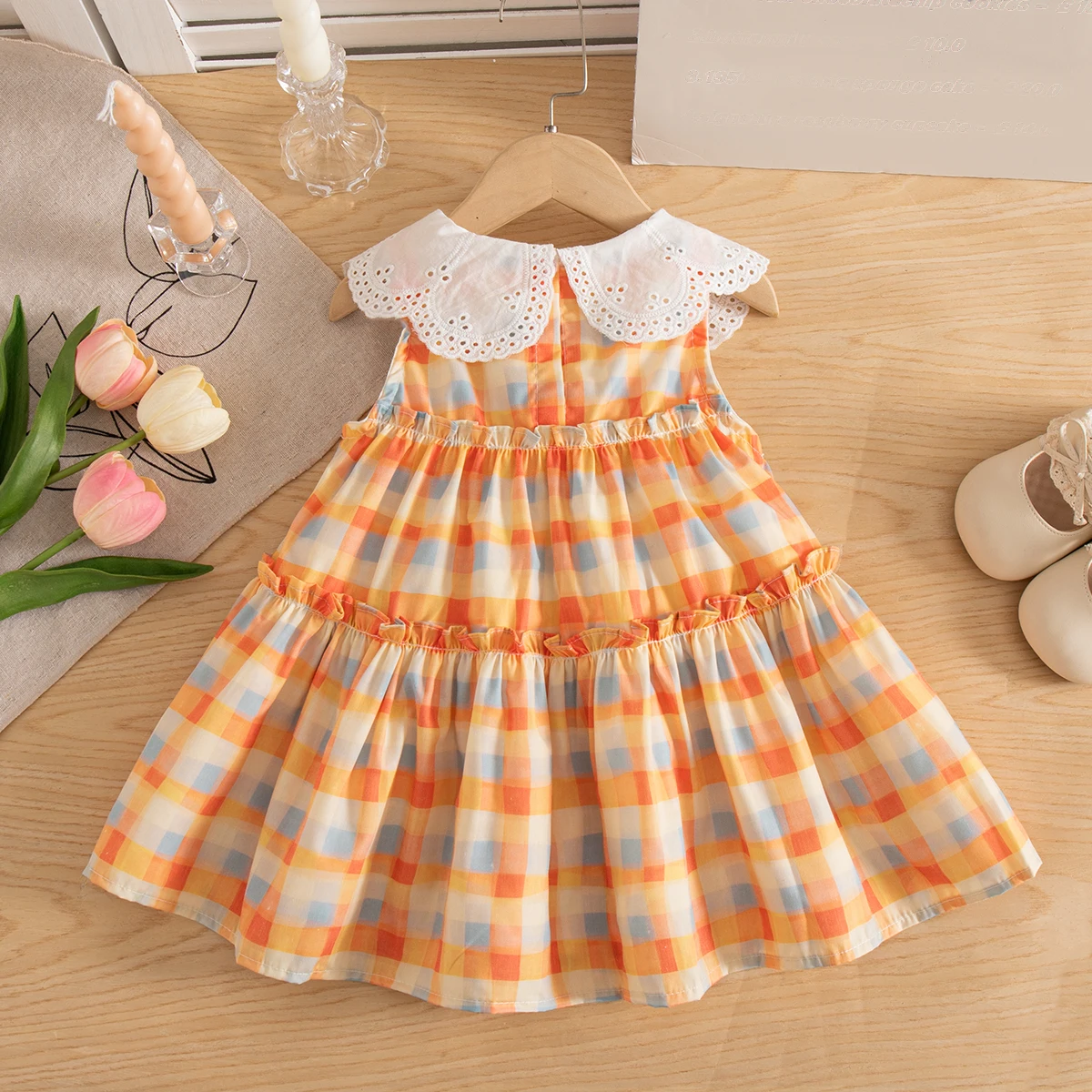Baby Girl Dress Summer New Style Baby Collar Sleeveless Fresh Daily Outdoor Dress Children's Clothing 9 Months -3 Years Old