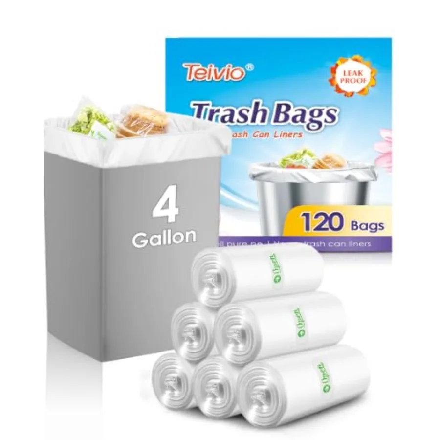Small Trash Bags 4 Gallon 20 s Garbage Bags, Bathroom Trash Can Bin Liners, Small Plastic Bags for home office kitchen, fit 12-