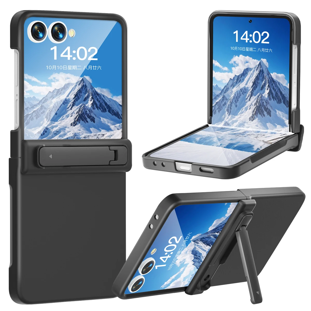 For Samsung Galaxy Z Flip 7 Case Heavy-duty Skin Friendly Frosted Fold Hinge Holder with Mirror Film Shockproof Hard Back Cover