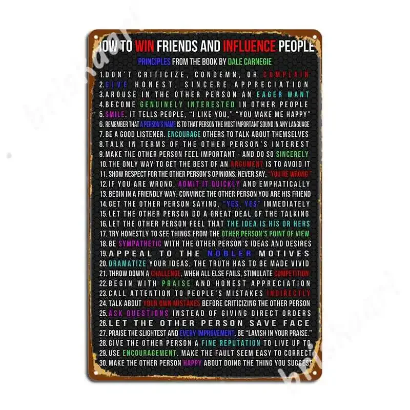 How To Win Friends And Influence People Metal Signs Cinema Living Room Party Wall Plaque Vintage Tin sign Posters