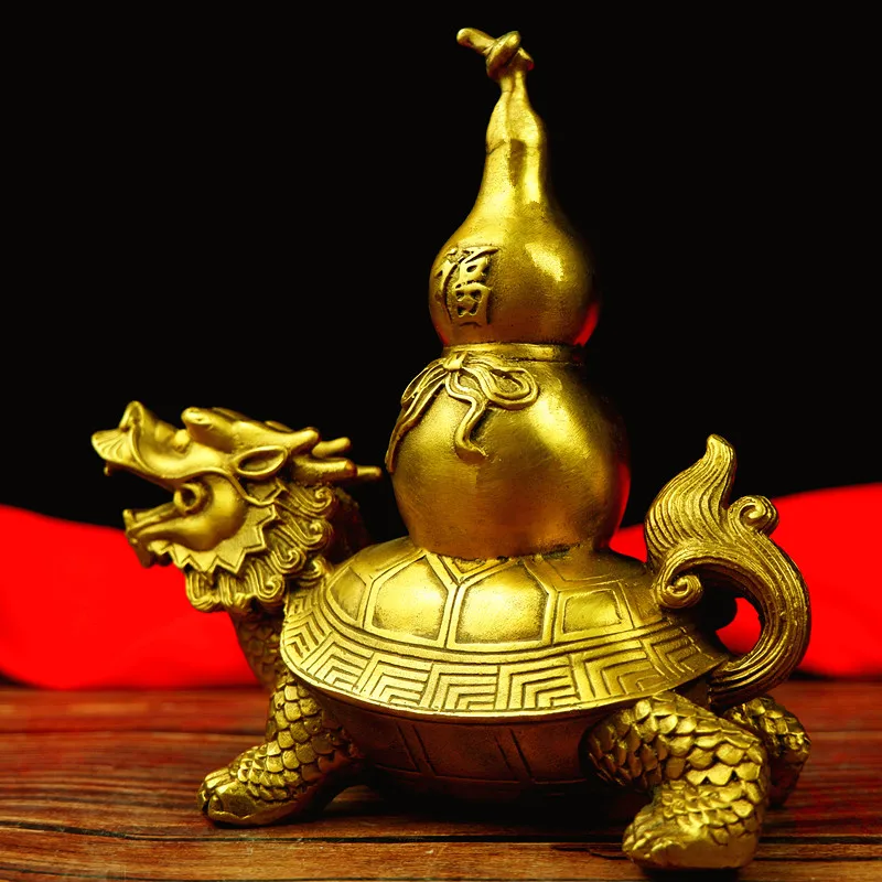 Dragon Decoration Copper Square Fu Lu Gourd Dragon-Head Tortoise Ba Xia Land Si Ling Home Crafts